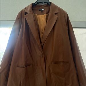 Fashion Nova Brown Single-Button Blazer Jacket